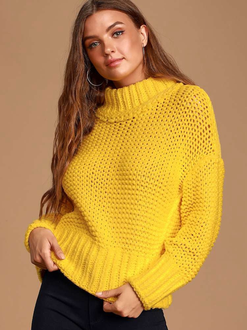 My Only Sunshine Yellow Turtleneck Knit Sweater Free People